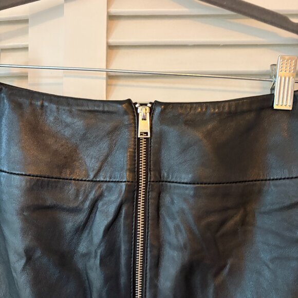 Lamarque women's mini skirt 8 leather black wide waistband *flaw* exposed zipper - Picture 7 of 10